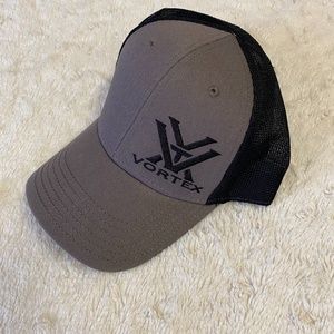Vortex Optics Grey and Black Mesh Hat - Snap Back Trucker Hat.